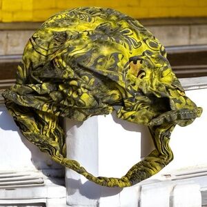 Peaceful people hair elastic bandana headband lime green charcoal size L/XL